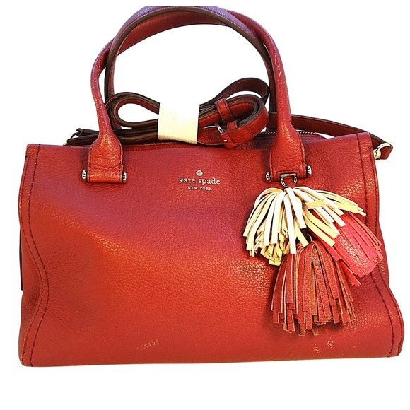Kate Spade New York Palmer Drive Maryam Tassel Satchel Blackberry/Dark Red COA - Picture 1 of 16